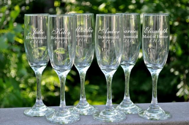 personalized champagne glasses for bridesmaids