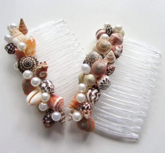 Beach Wedding Seashell Hair Combs Nautical Shell Hair Accessories For