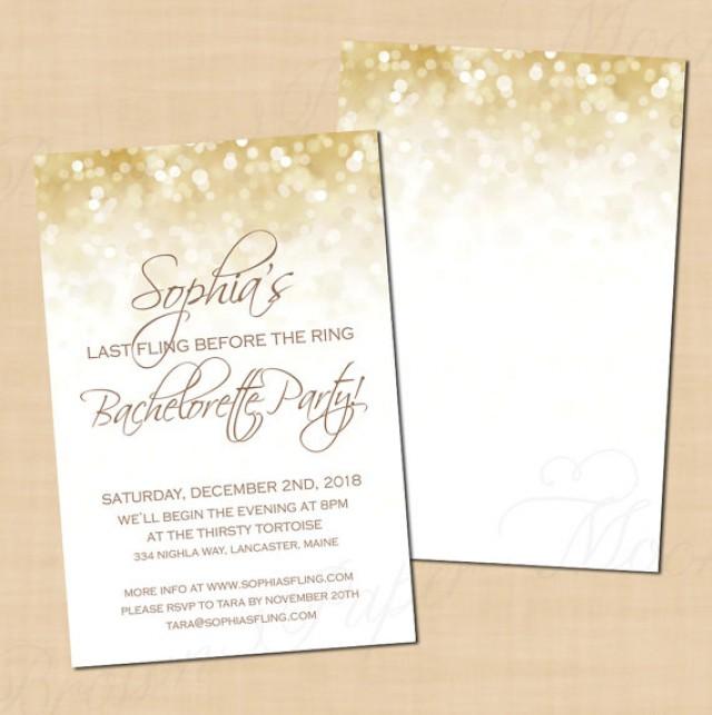 White Gold Sparkles Text Editable Bachelorette Party Invitation 4 X 6 Instant Download White And Gold Invitation Templates