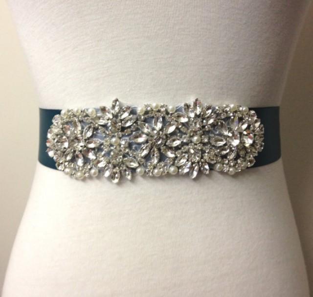 Rhinestone SashTeal SashPearl SashBride SashApplique SashRibbon BeltWedding Dress Sash