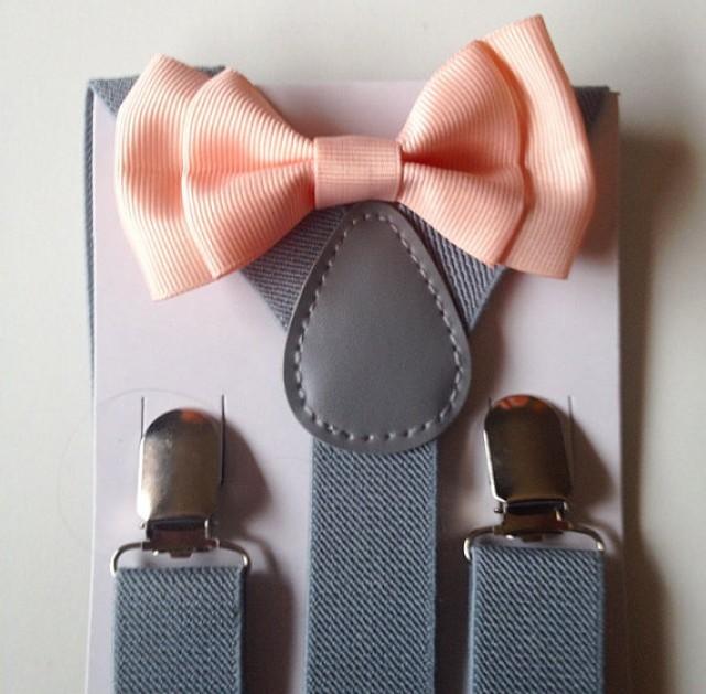 Suspender Bowtie Set Peach Baby Bow Tie Suspenders Pink Boys Bowties