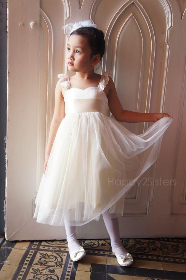 Ivory Flower Girls Dress, Junior Bridesmaid Dress SIZES 9 10 11 12 13