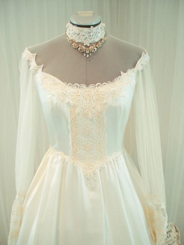 Original Vintage Gunne Sax Bridal Gown Wedding Dress In Creme 