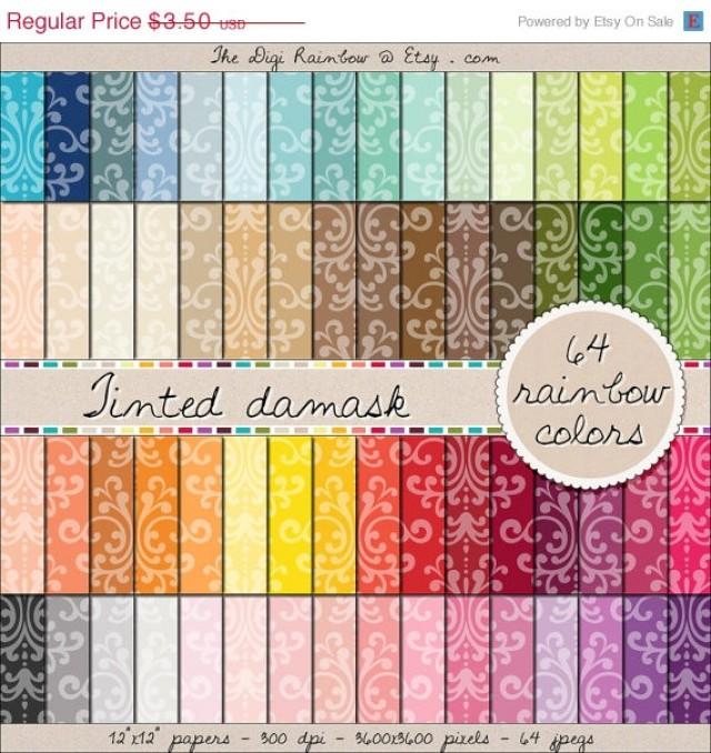 SALE 64 Tinted Elegant Damask Digital Papers Digital Rainbow Paper
