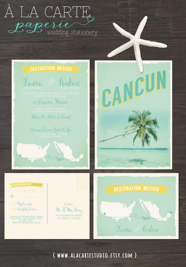 Cancun Mexico Beach Destination Wedding Invitation And Rsvp Cards