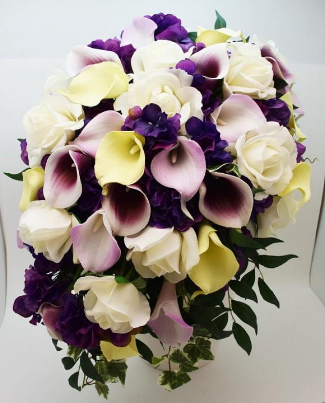 Reserved Cascade Bridal Bouquet Featuring Real Touch Picasso Callas