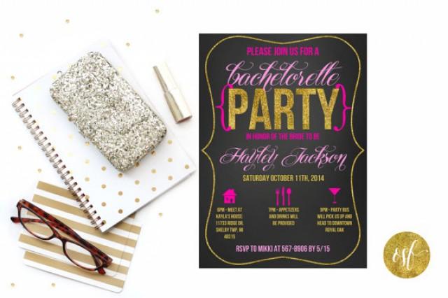 Glitter Girl Bachelorette Party Invitation Customizable And