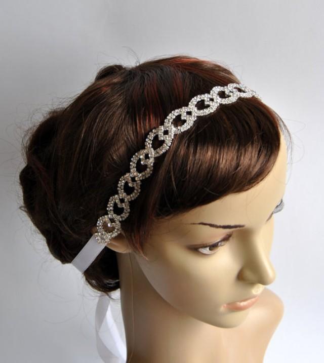 Crystal Luxury Rhinestone Tie On Headband Headpiece Prom Headband Wedding Headband Ribbon 0776