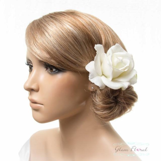 cream rose hair clip