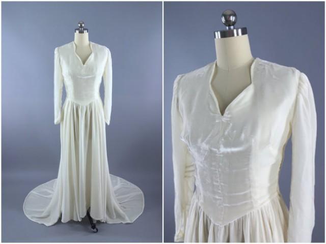 Vintage 1930s Wedding Dress, Ivory Silk ...