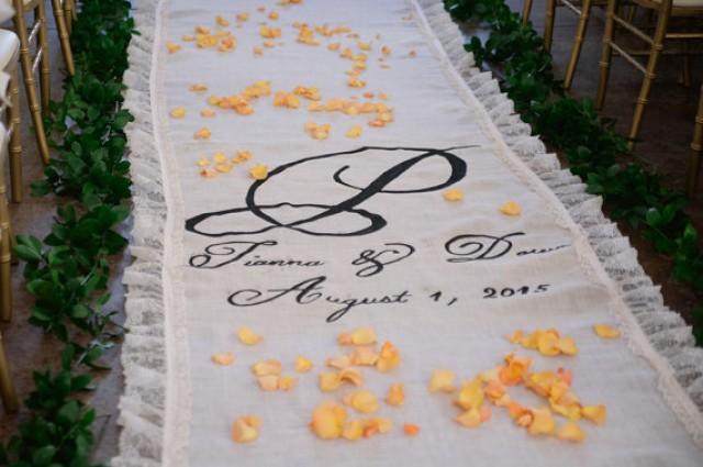 burlap and lace aisle runner