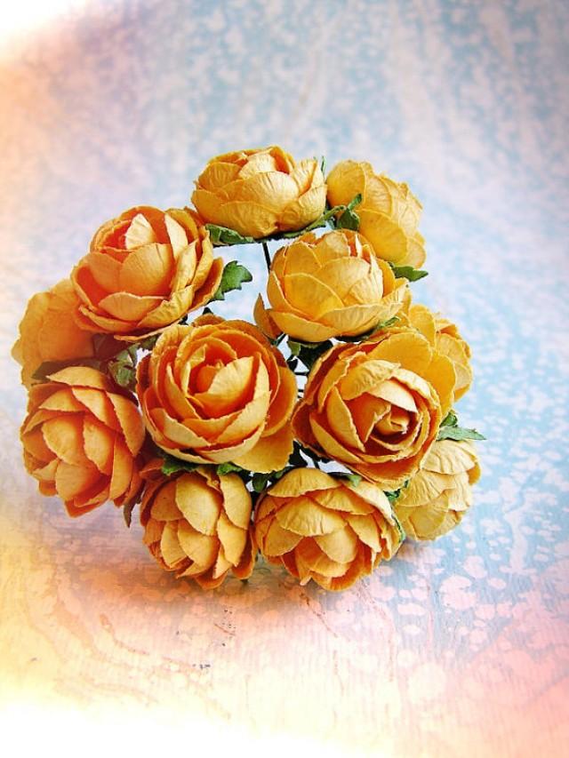 Saffron Yellow Garden Roses Vintage Style Millinery Flower Bouquet