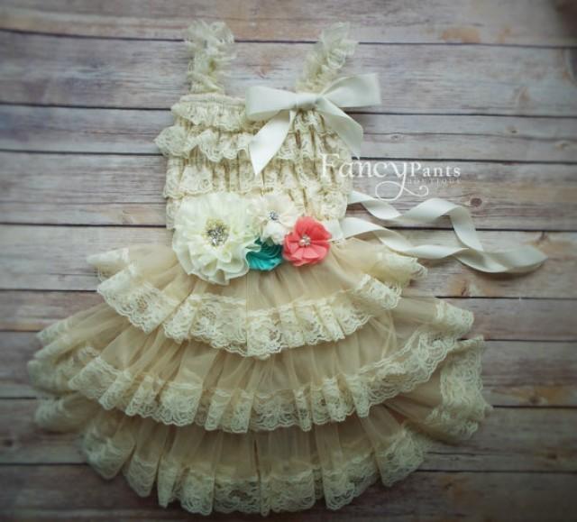Flower Girl Dres, Rustic Flower Girl Dress, Country Flower Girl Dress
