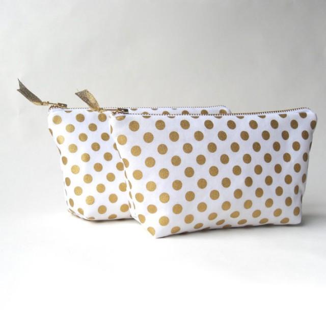 Bridesmaids Clutch, Gold Cosmetic Bag, SALE Clutch, Gold Bridesmaids
