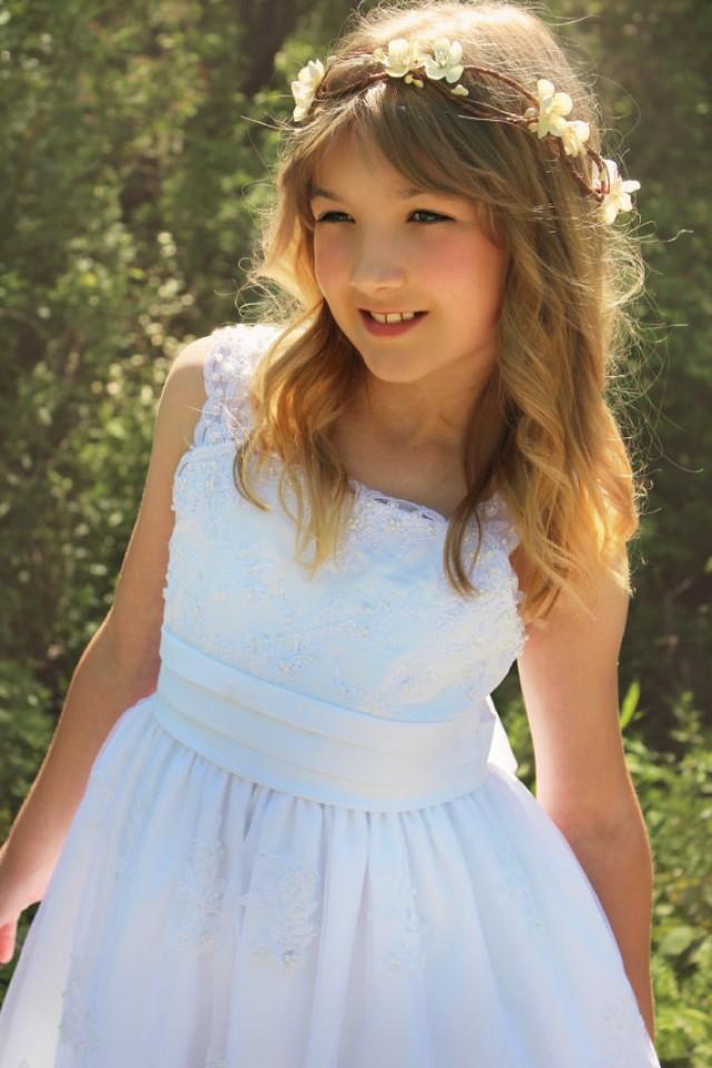 Flower Girl, Flower Crown, Ivory Wedding Flower Headband, Hair Flower