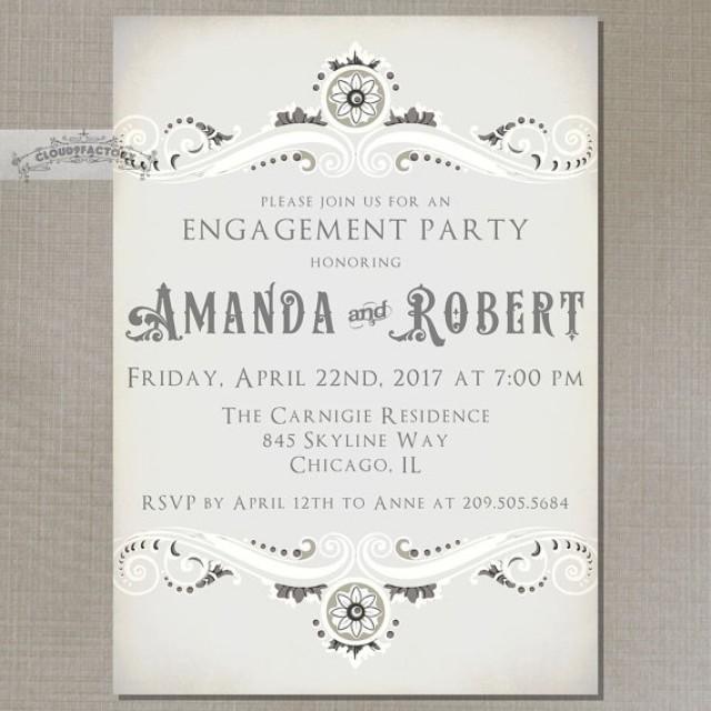 Sophisticated Vintage Engagement Party Invitations Digital Printed