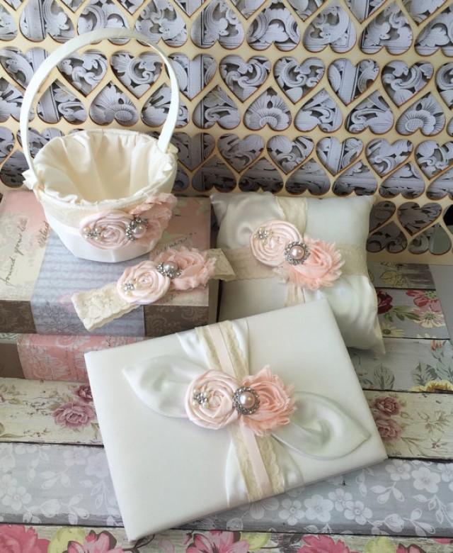 Wedding Flower Girl Basket , Ring Bearer Pillow , Wedding Guest Book
