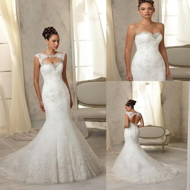 2014 New Arrival Sexy Sweetheart Strapless Mermaid Wedding Dresses Applique Beaded Bridal Gown 7945