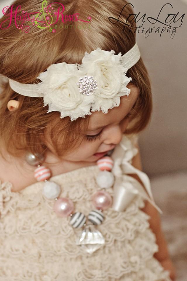 Ivory Cream Baby Girl HeadbandWedding Headband Couture Glamour Baby