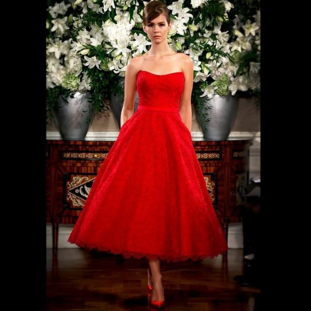 Vintage 2017 Red Wedding Dresses Lace Garden Sleeveless A Line Tea Vintage 2017 Red Wedding Dresses Lace Garden Sleeveless A Line Tea Length Bridal Gowns Sweetheart Simple Ball Custom Made Online With