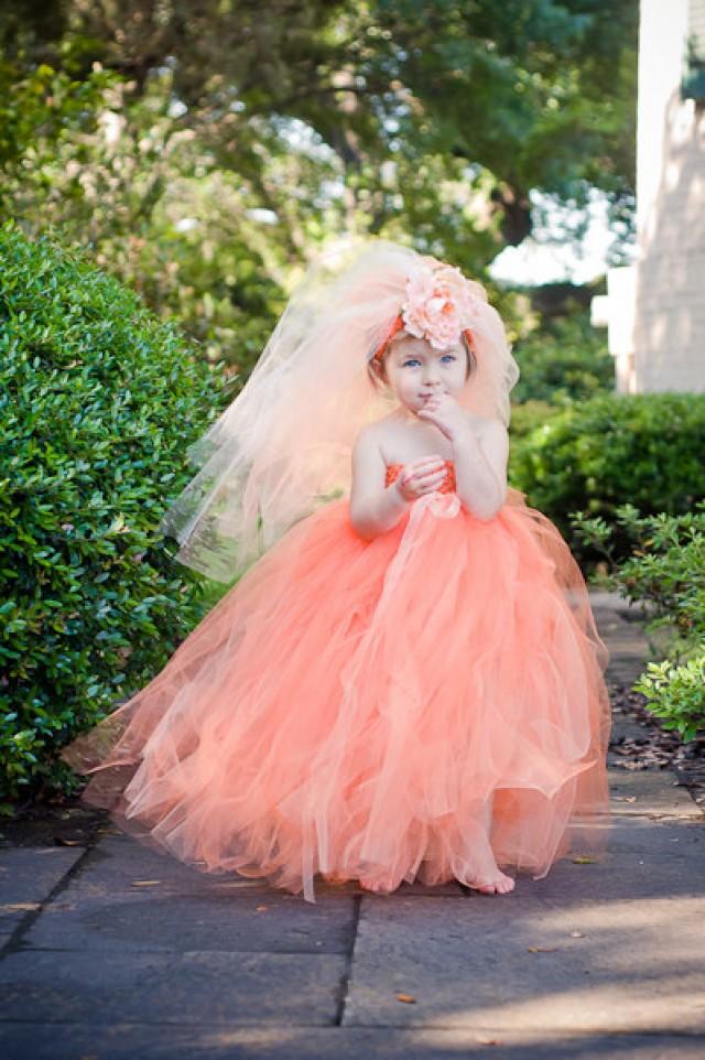 Simply Dreamy Shades Of Orange And Peach Bridal Flower Girl Tulle Tutu
