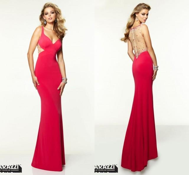 Charming Evening Dresses Mermaid Red Prom Gowns 2015 Sweetheart Sheer