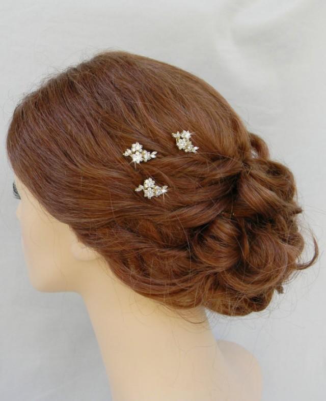 Gold Bridal Hair Pins, Gold Wedding Hair Clip, Vintage Style Hairpins