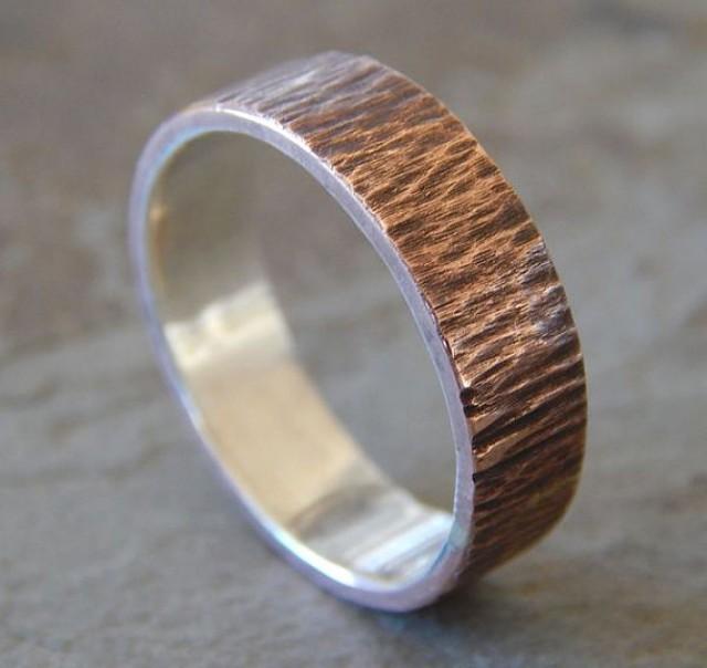 WOODGRAIN Copper Wedding Band // Choose 4 To 8 Mm // Unique Wedding