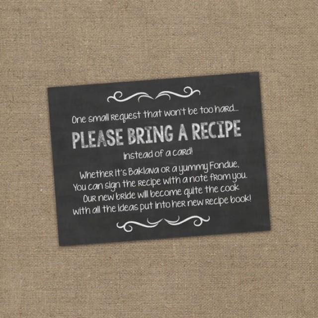 Please Bring A Recipe Instead Of Card Insert For Bridal Please Bring A Recipe Instead Of Card Insert For Bridal