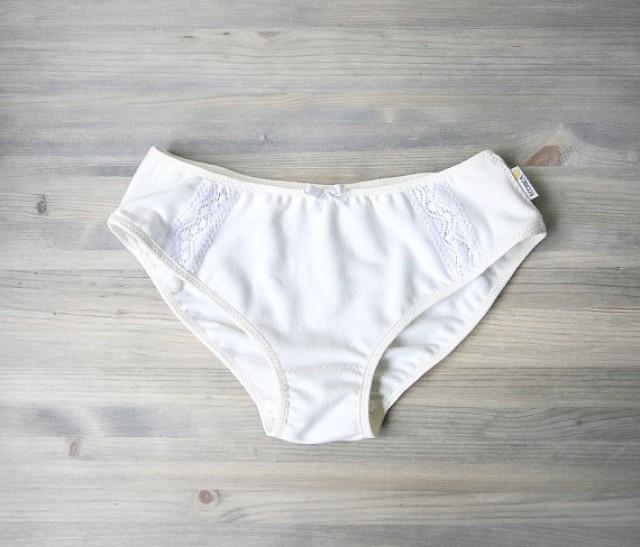 Organic Cotton Classic Panties White Cotton Lace Lingerie 2311001