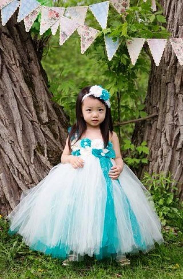 Teal Flower Girl Dress Tulle Lace Dress Teal Dress 2311072 Weddbook 