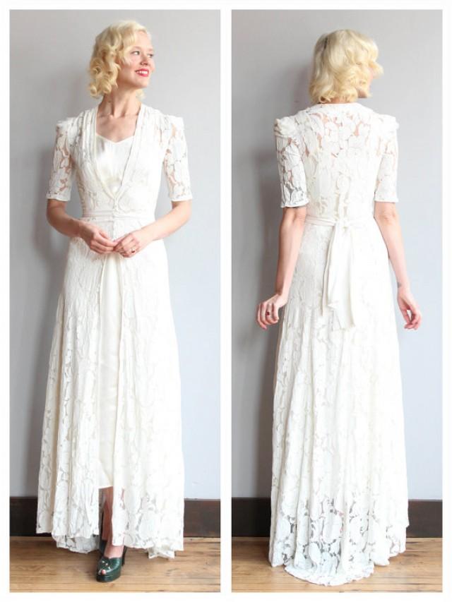 1930s Wedding Gown Love And Lace Bridal Gown Vintage 30s Lace Dress 2311784 Weddbook 