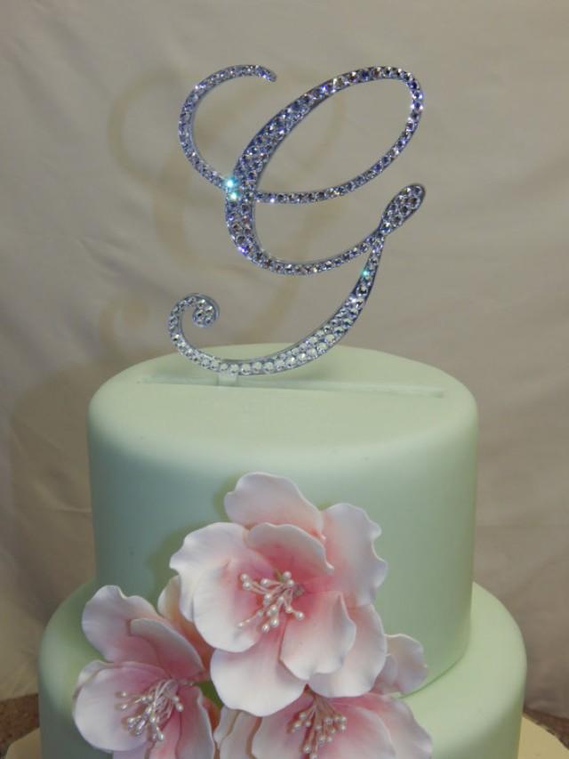 5 Tall Initial Monogram Wedding Cake Topper Swarovski Crystal