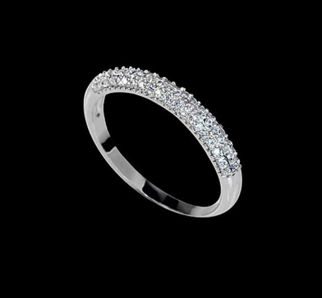 Micro Pave Wedding Band Tiny Cubic Zirconia Engagement Band Bridal Ring