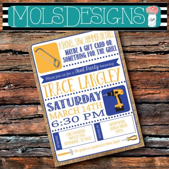 Any Color WEDDING TOOL & Gadget Party His Bbq Burlap Shovel Saw Drill Chalkboard Shower Cookout