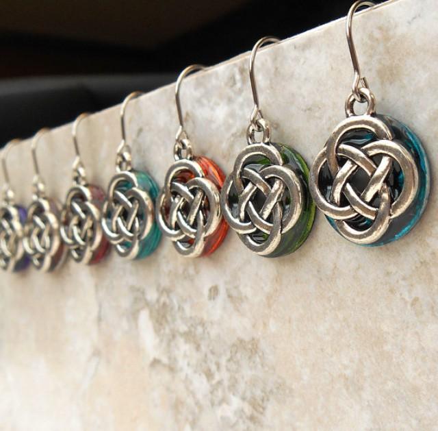 Celtic Knot Wedding Earrings, Bridal Dangle Earrings, Celtic Bridesmaid