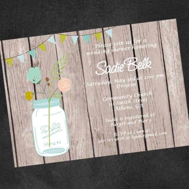 Printable Mason Jar Wedding Shower Invitation. Bridal Shower. Bridal