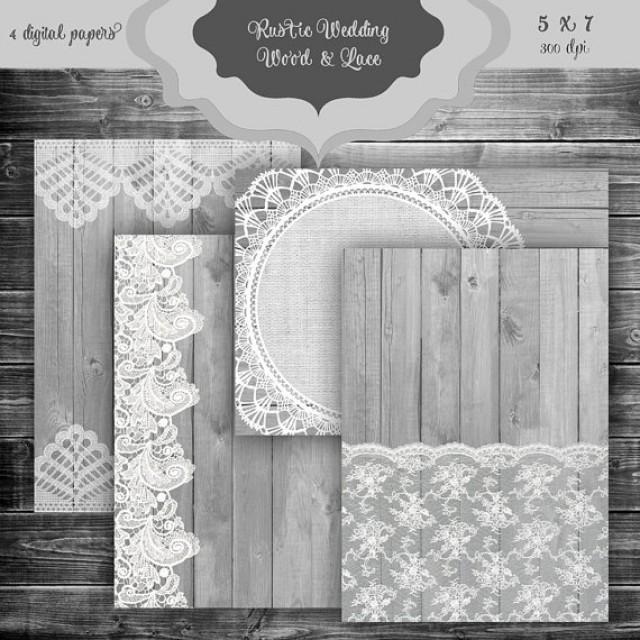 Rustic Wood & LACE Digital Paper Pack Vintage Wood And Lace Pattern
