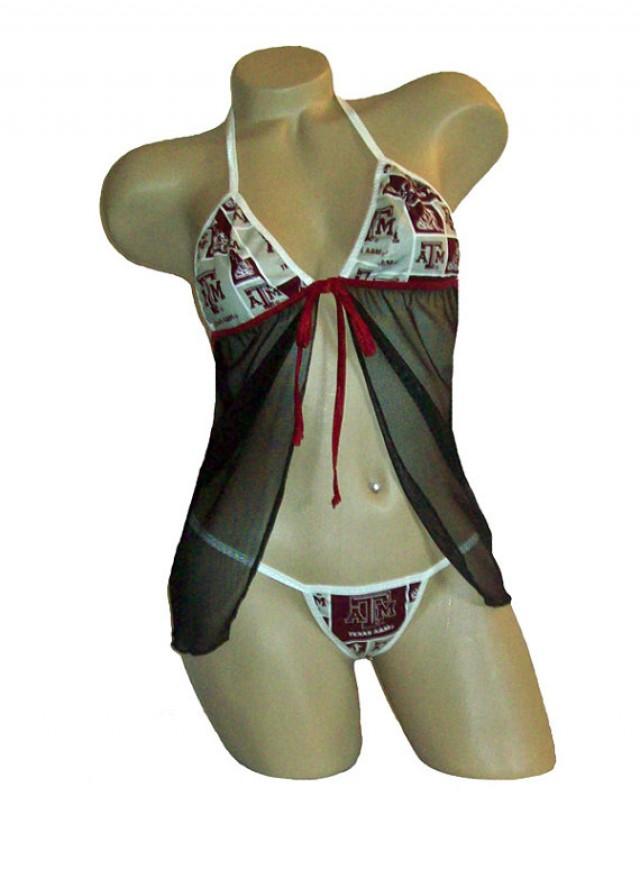 Ncaa Texas A M Aggies Lingerie Negligee Babydoll Sexy Teddy Set With