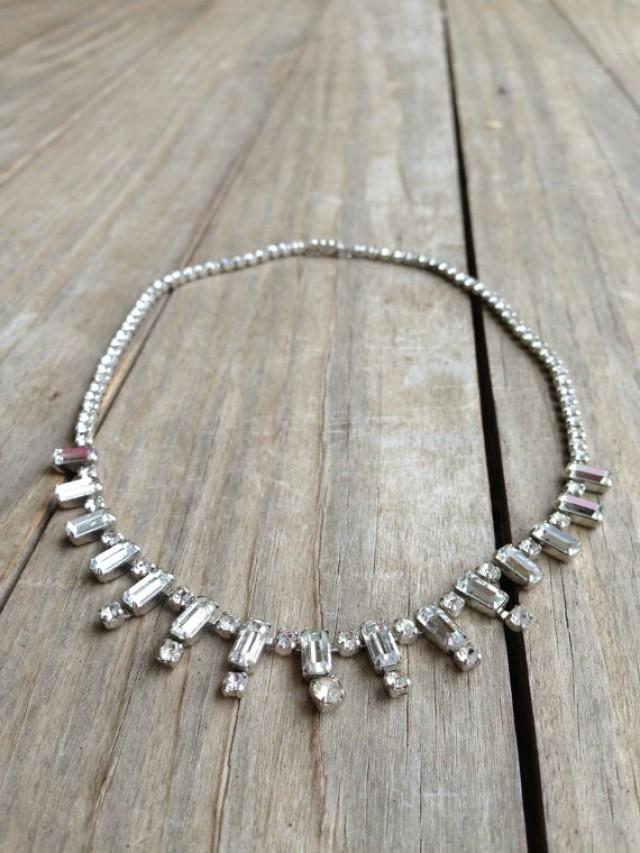 Vintage Rhinestone Necklace 1950s Designer Kramer Necklace Choker