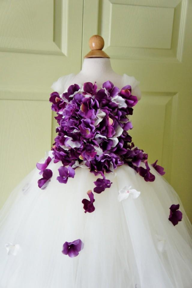 ivory and purple flower girl dresses