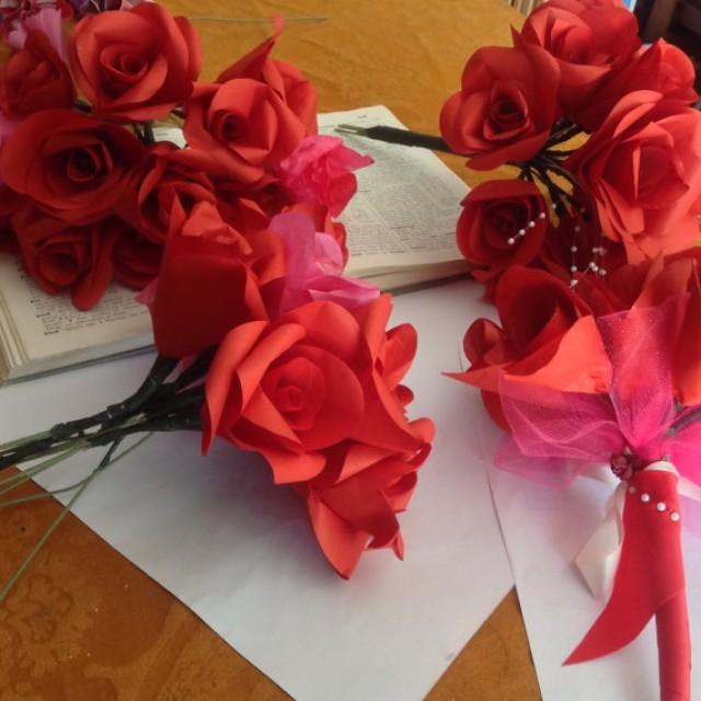 12 Paper Roses For Weddings, Anniversaries, Home Decorations And