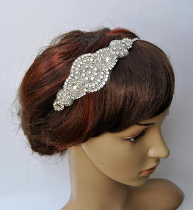 Bridal Crystal Wedding Headband Headpiece Fascinator Wedding Hair Accessory Ribbon Bridal 8342