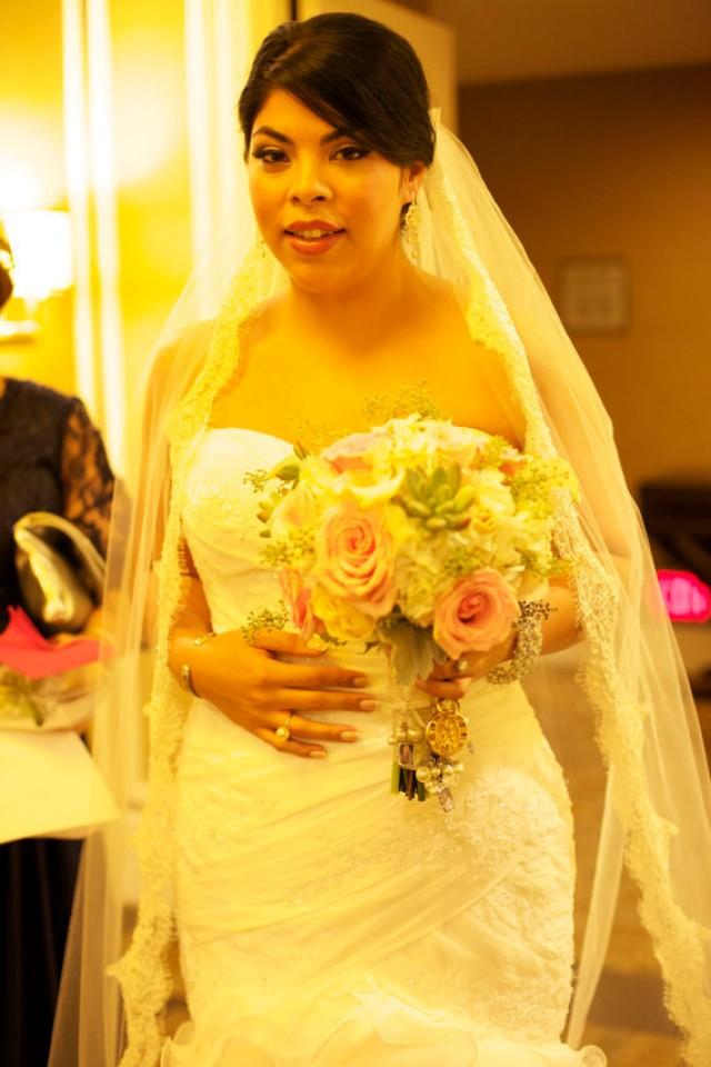 Ivory Cathedral Length Single Tier Veil, OffWhite Bridal Veil, White