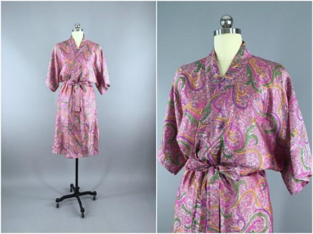 Silk Robe Silk Sari Robe Silk Kimono Robe Vintage Indian