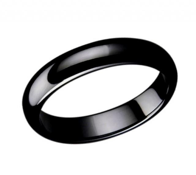 Ceramic Ring,Ceramic Wedding Band,High Polished Black Ceramic Domed
