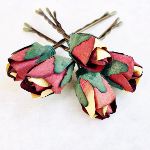Cactus Rose Burnt Orange Hair Flower Bridal Hair Accessories