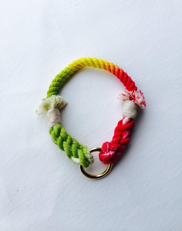 Tassel Dog Collar, Ombre Dyed, Ombre Collar, Dyed Rope, Rope Dog Collar