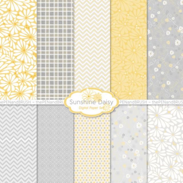 Digital Paper Pack // Sunshine Daisy // Printable Paper // Unique