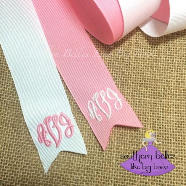 Monogrammed Bouquet Ribbon, Bridal Bouquet Ribbon, Monogram Bouquet